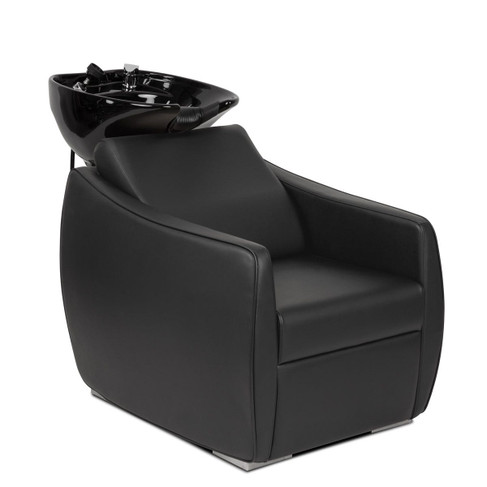 Pantera Shampoo System in Black shown from 3/4 front view with Black Bowl