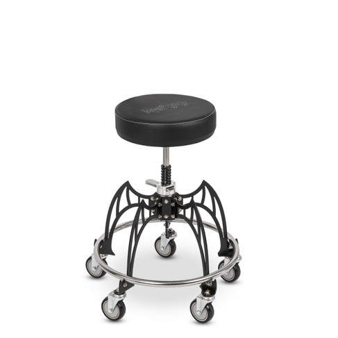 Dracula-Vlad Rolling Stool in black from three-quarter view to the right