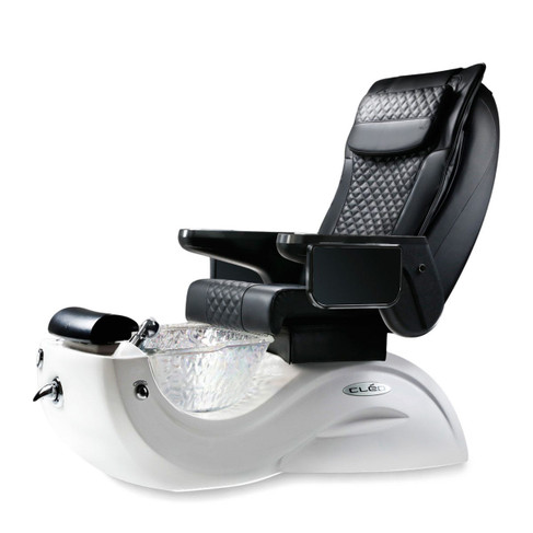 J&A Cleo G5 Pedicure Spa - Crystal Bowl, White Base, Black Chair Top
