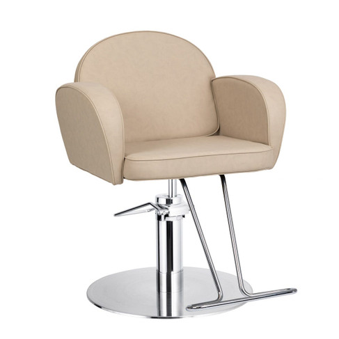 Luna Salon Styling Chair in Khaki with Low Profile Round Base