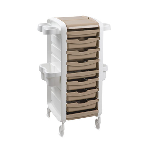 Elogy Mobile Stylist Color Cart in White & Cappuccino - Made in Italy