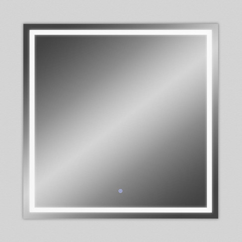 Nira LED Frontlit 36” Square Mirror - MM-LED-36S-FRONT - shown lit from the front