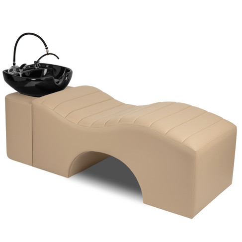 Seraya Head Spa System in Light Cashmere with Black Bowl shown from three-quarter angle to the right