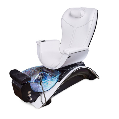 Continuum Maestro Opus Pipeless Pedicure Chair in White, Cafelle Base | Luxury Pedicure Spa Chair with Massage & Plumbing for Nail Salons | Minerva Beauty
