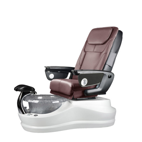 J&A Cleo SE Pedicure Spa - Crystal Bowl, White Base, Chocolate Chair Top